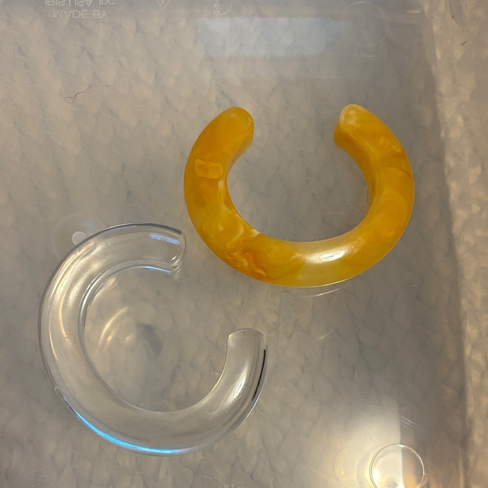 Yellow and Clear Resin Cuff Bracelets